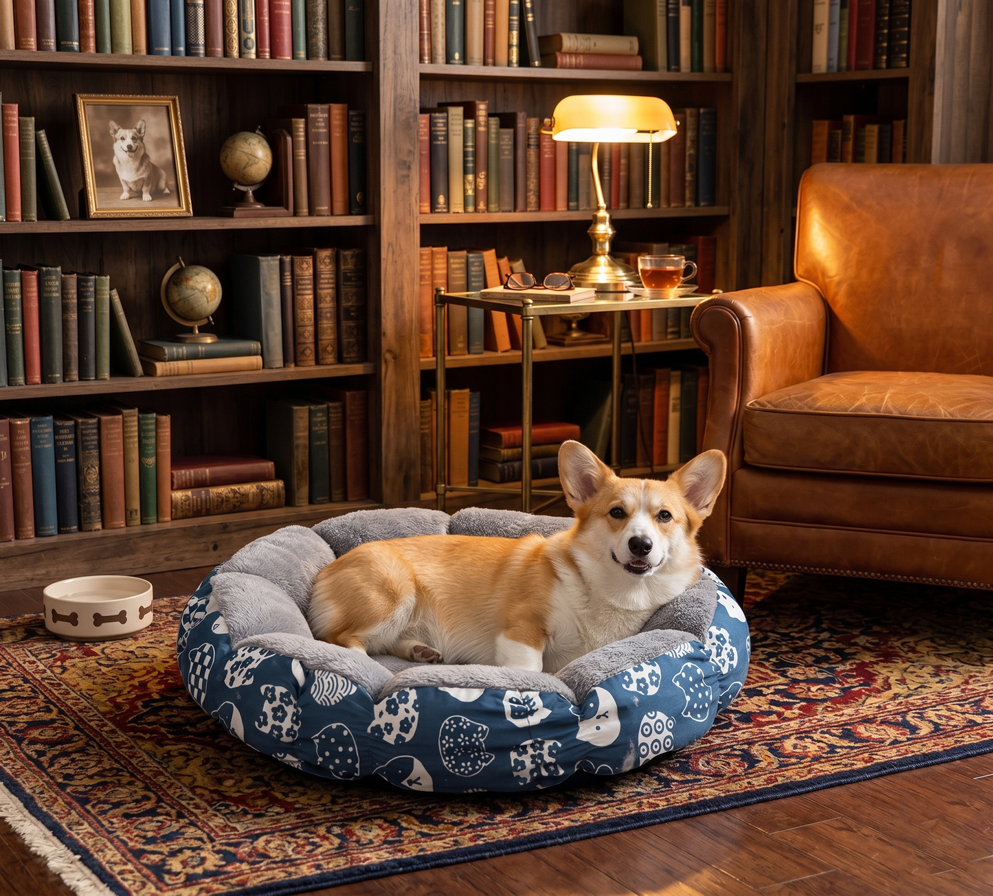 Blue Floral Cozy Pet Bed